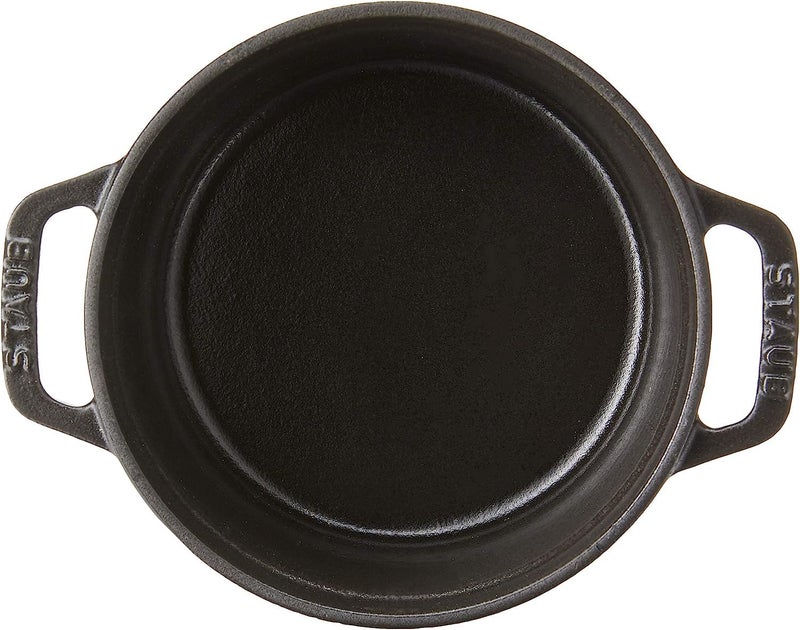 STAUB Cast Iron Dutch Oven 0.5-qt Round Cocotte, Made in France, Serves 1, Matte Black - Image 3